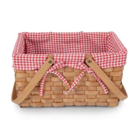 Farmhouse Basket - Red and White Gingham Basket Empty, (Red & White Gingham)