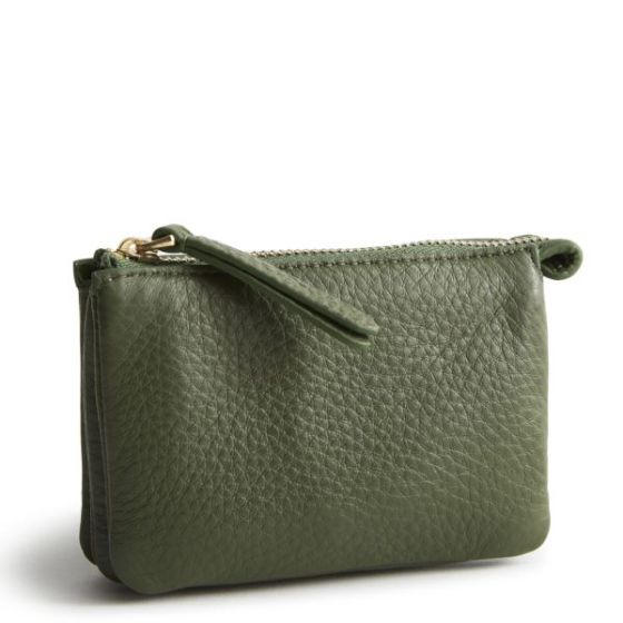 Accordion Card Case-Bronze Green-Leather