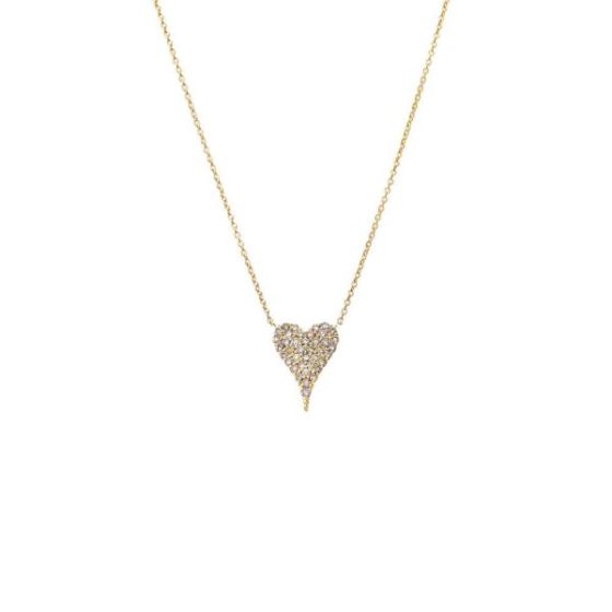 Diamond Pave Heart Pendant Necklace 14K Size 17