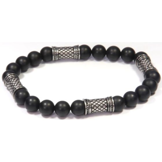 Men's Black Beads  Onyx Stretch Bracelet