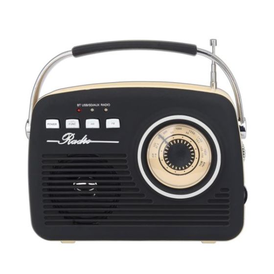 Vintage Portable Bluetooth Speaker w/ AM/FM Radio Black