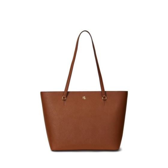 Karly Crosshatch Medium Leather Shopper Tan
