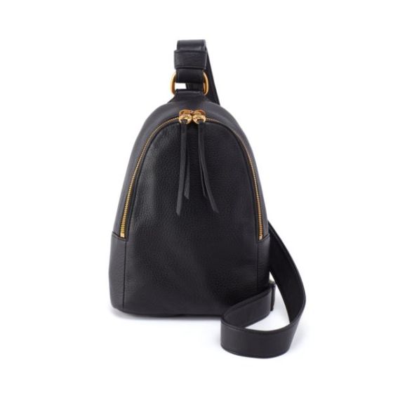 Fern Pebbled Leather Sling Black