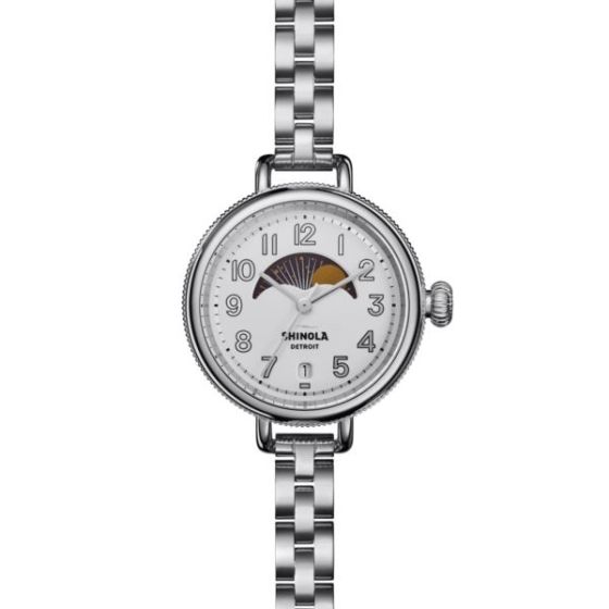 Ladies' Birdy Moon Phase Silver-Tone Stainless Steel Watch Silver Dial