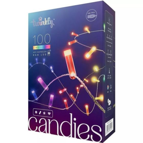 Twinkly - Candies 100L 8MM Candle shape RGB transp USB-C