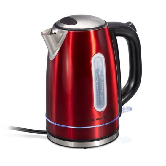 1.7L Stainless Steel Electric Kettle w/ LED Ring Red