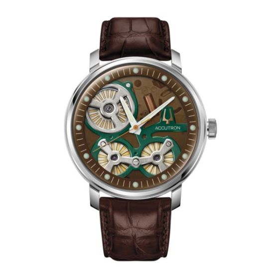 Men's Spaceview 2020 x La Palina Electrostatic Brown Strap Watch Brown Dial