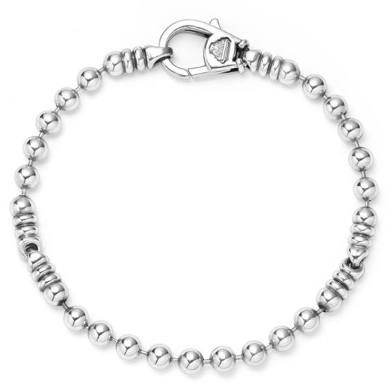 Men's Silver Caviar Beaded Bracelet