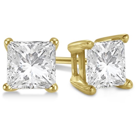 PARIKHS Princess Cut Premium Diamond  Stud 14K Yellow Gold 0.08ct IJ Color,SI2 Clarity