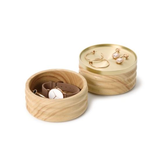 Tesora Wood Jwl Box Nat/Brass