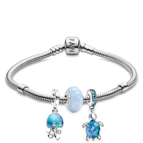 Jellyfish and Turtle Seafoam Bracelet