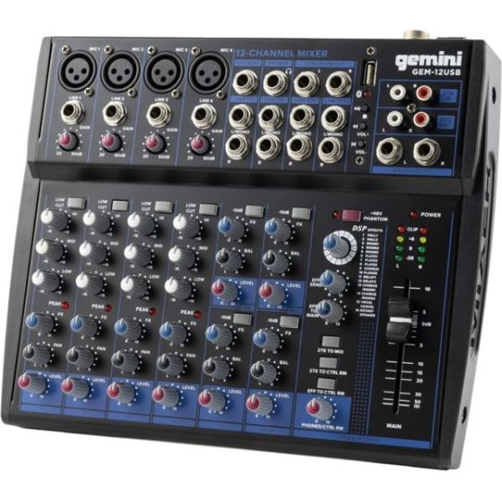 12-Channel BT Audio Mixer, USB Playback