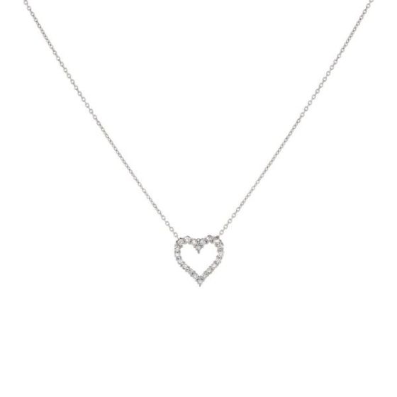 Classic Diamond Heart Necklace 14K Size 18