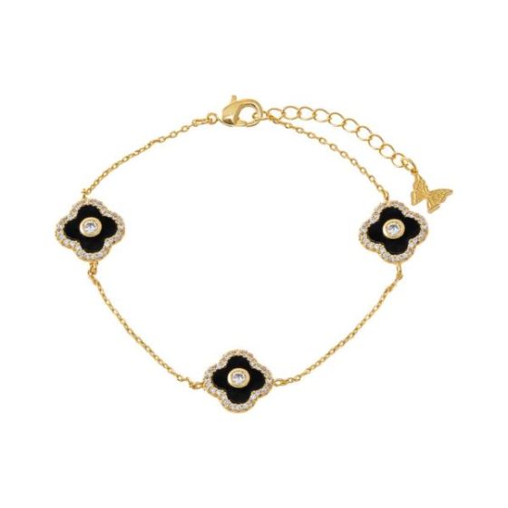 Multi Pave Colored Stone Clover Bracelet Size 7.5