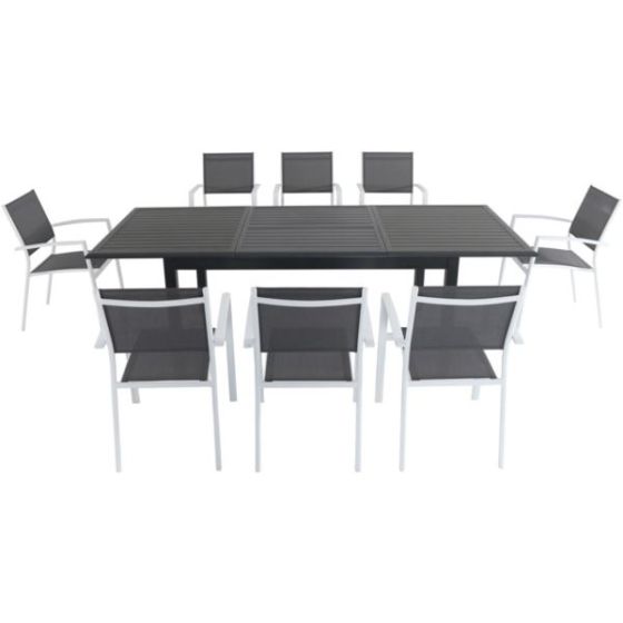 Cameron 9-Piece Expandable Dining Set with 8 Sling Dining Chairs and a 40