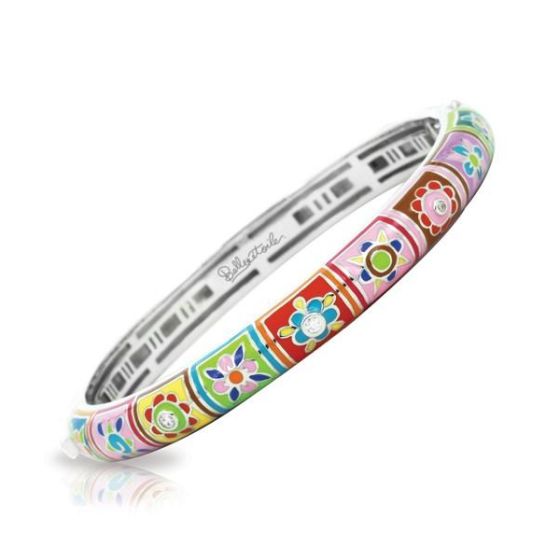 Belle Etoile Round Cubic Zirconia studded Multi color Bavaria Bangle - 925 SS-Medium size.