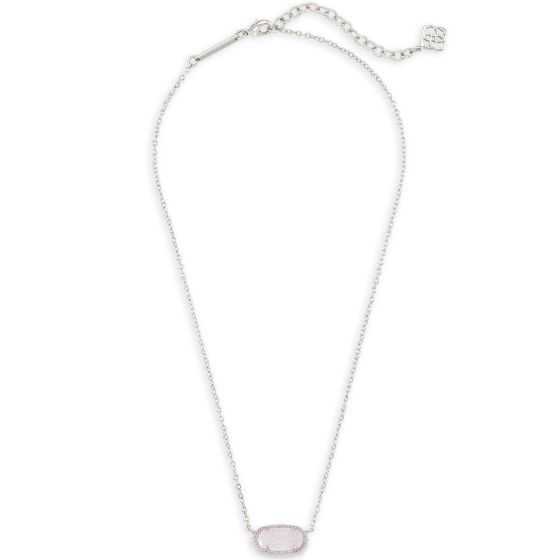Elisa Silver Pendant Necklace in Iridescent Drusy