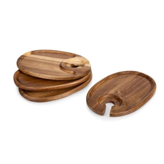 Wine Appetizer Plate Set - Acacia Wood
