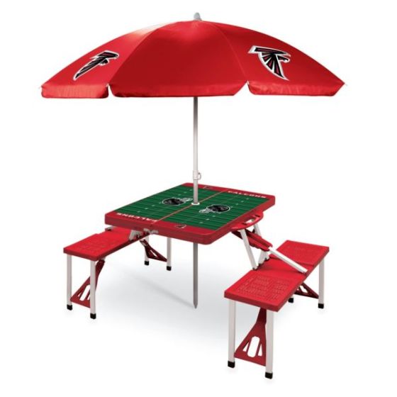 New York Giants - Picnic Table Portable Folding Table with Seats and Umbrella, (Red)