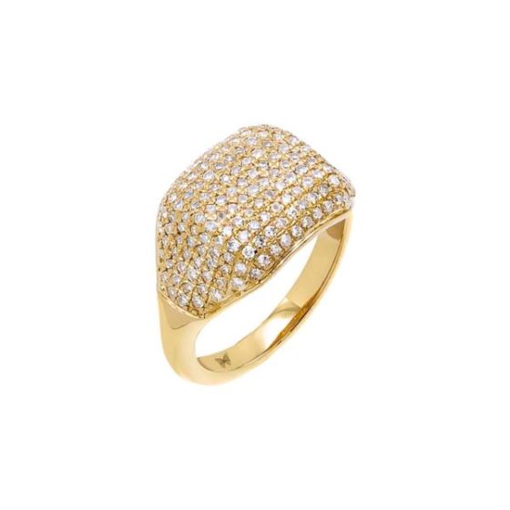 Diamond Pave Signet Pinky Ring 14K Size 4