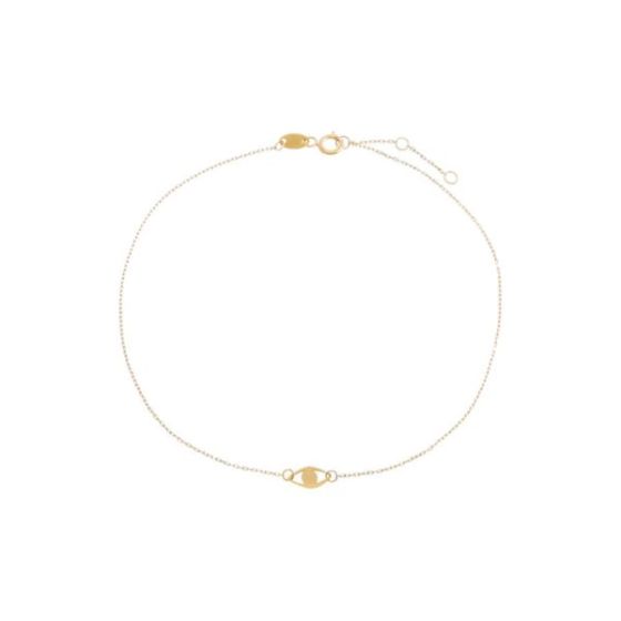 Solid Evil Eye Pendant Anklet 14K Size 9.5