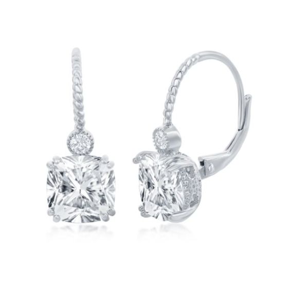 CZ and sterling silver lever back earrings