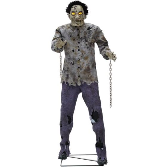 6-Ft. Tall Motion-Activated Guard Zombie, Premium Halloween Animatronic