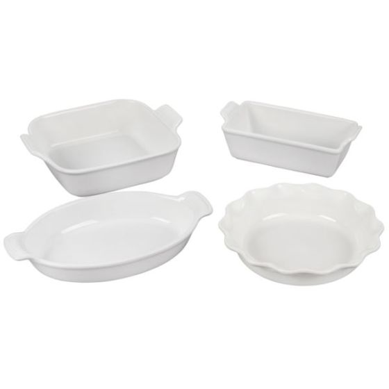 4pc Heritage Stoneware Bakeware Set White
