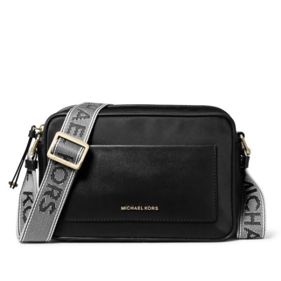 Jet Set Large Nylon Gabardine Crossbody Bag -  Black