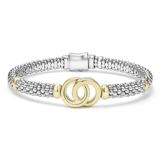 Two-Tone Interlocking Caviar Bracelet Size 7