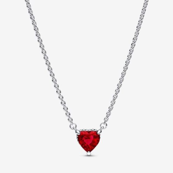 Sparkling Red Heart Pendant Necklace