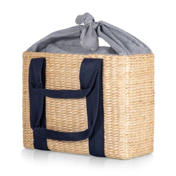 Parisian Picnic Basket - Beige with Navy Blue Accents