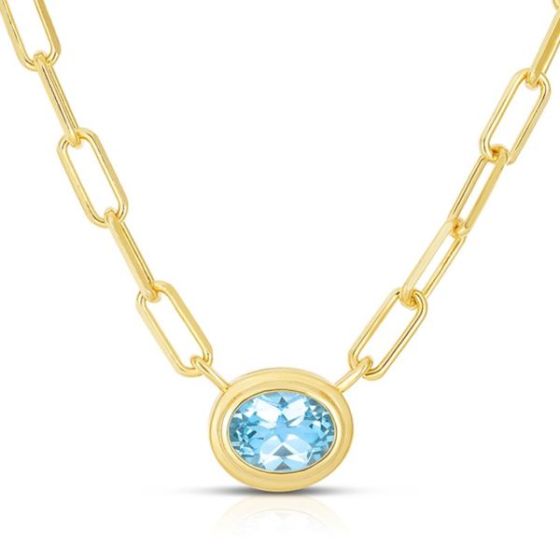 Oval Blue Topaz Necklace