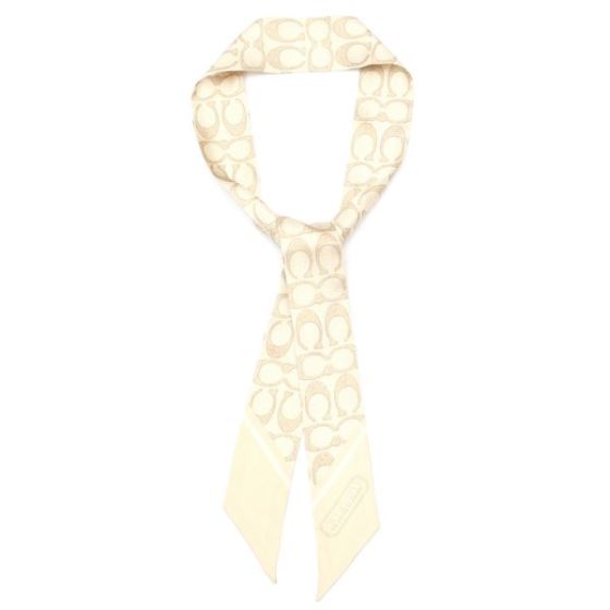 Vintage Signature C Printed Silk Skinny Scarf - Chalk