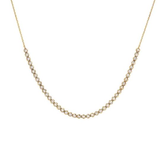Diamond Thin Half Tennis Necklace 14K Size 18