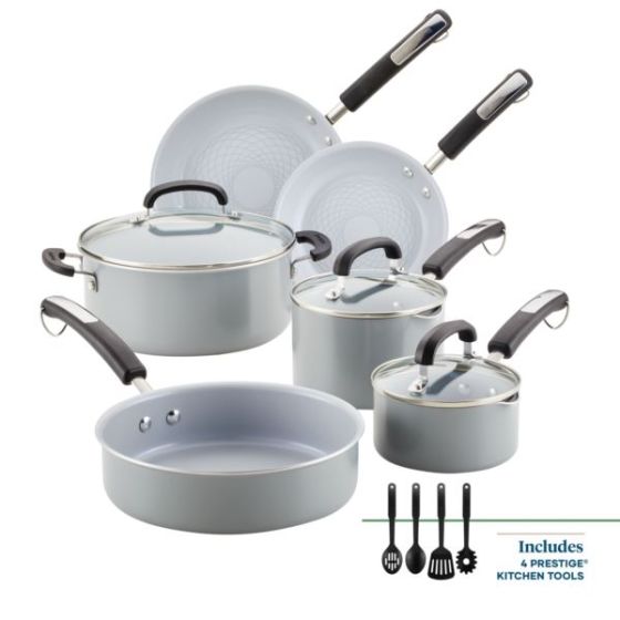 13pc Eco Advantage Healthy Ceramic Nonstick Cookware Set Gray