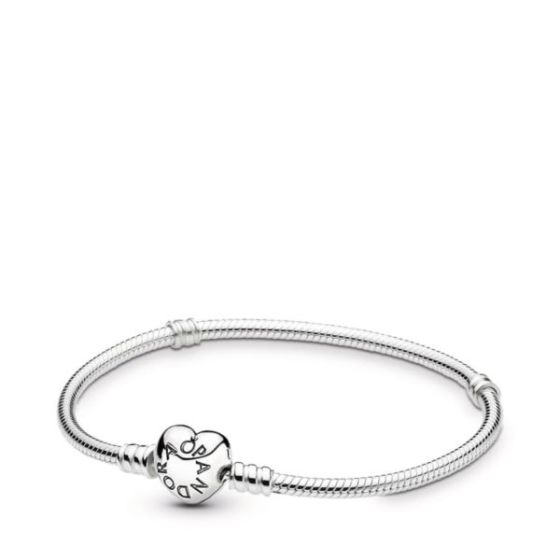 Moments Heart Clasp Snake Chain Bracelet Size 9.1