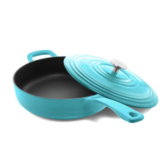4 qt  Round Cast Iron Skillet w/ Lid Marigold