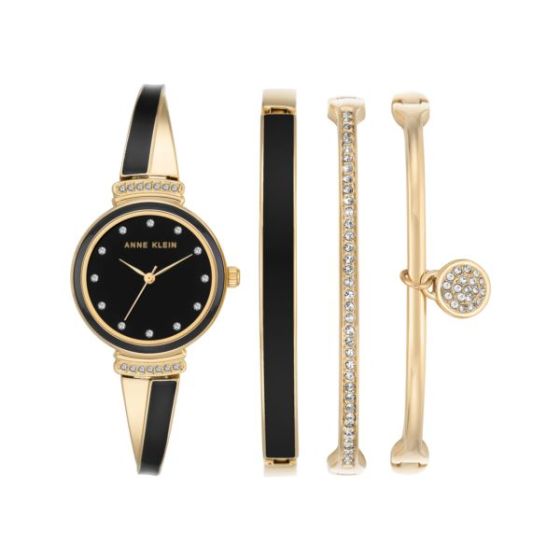 Women's Premium Crystal Accented Bangle Watch Set