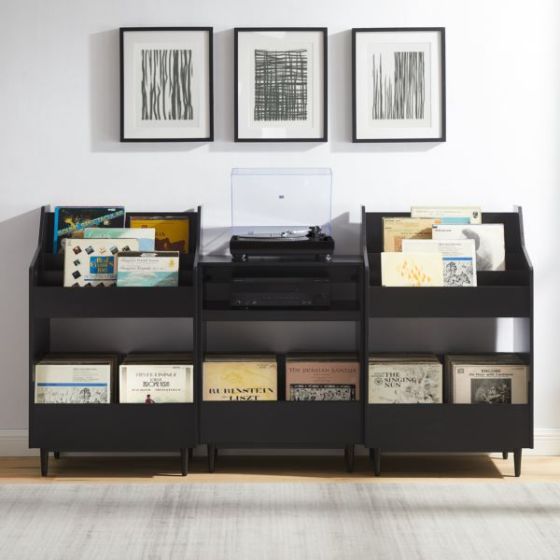 Liam 3-Piece Record Player Stand And Vinyl Storage Set