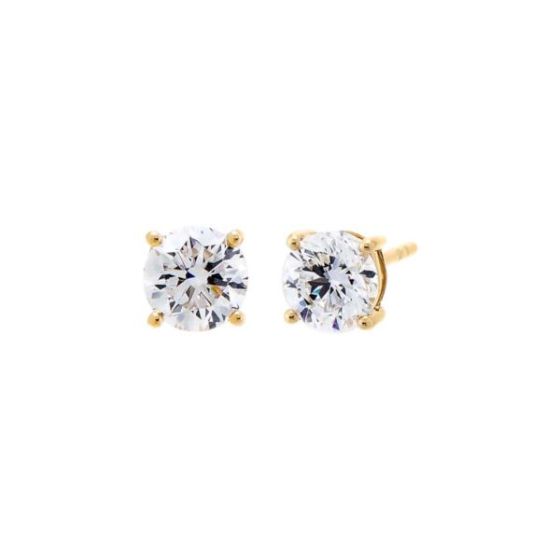 Lab Grown Solitaire 4 Prong Earring 14K Size 2 CT
