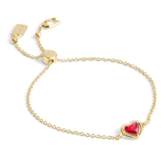 Halo Stone Heart Slider Bracelet - Red/Gold