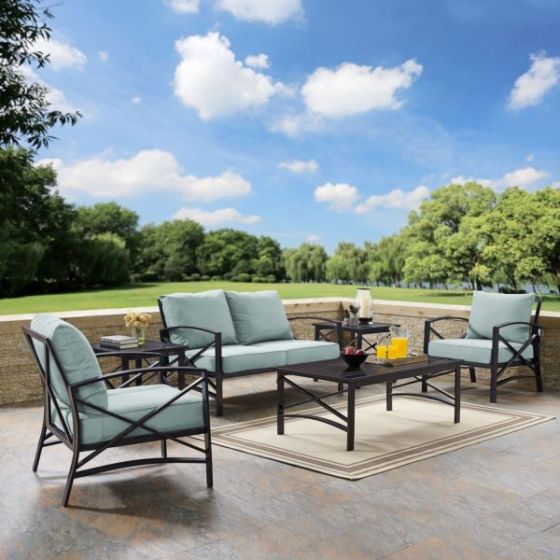 Kaplan 6Pc Outdoor Loveseat Patio Furniture Set