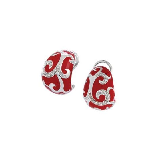 Belle Etoile Round Cubic Zirconia studded Red Background Royale Earrings - 925 SS.