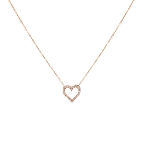 Classic Diamond Heart Necklace 14K Size 18