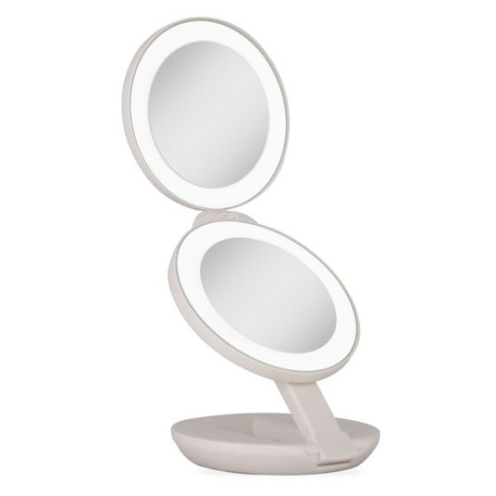 Lighted Travel Mirror with Magnification & Folding-to-Compact