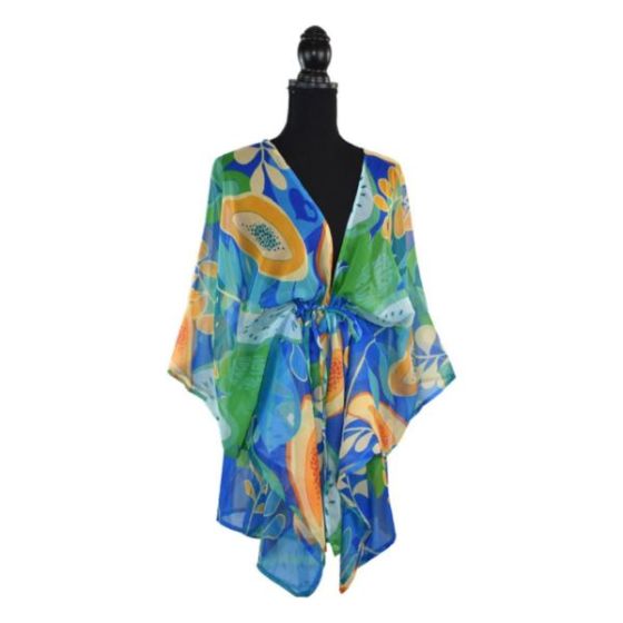 Papaya Tropical Fruit Drawstring Kimono