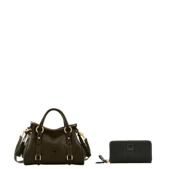 Florentine Satchel and Large Zip Around Wristlet