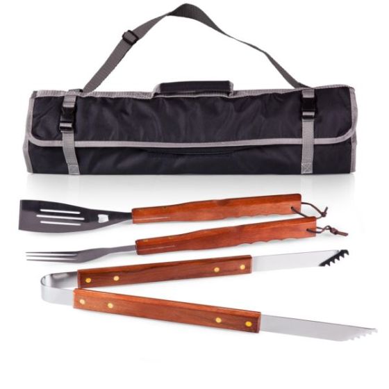 3-Piece BBQ Tote - Black with Gray Accents