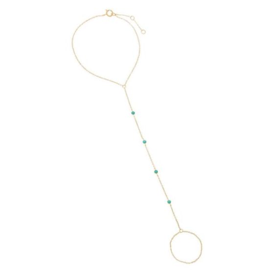 Turquoise Multi Embedded Hand Chain 14K Size 7